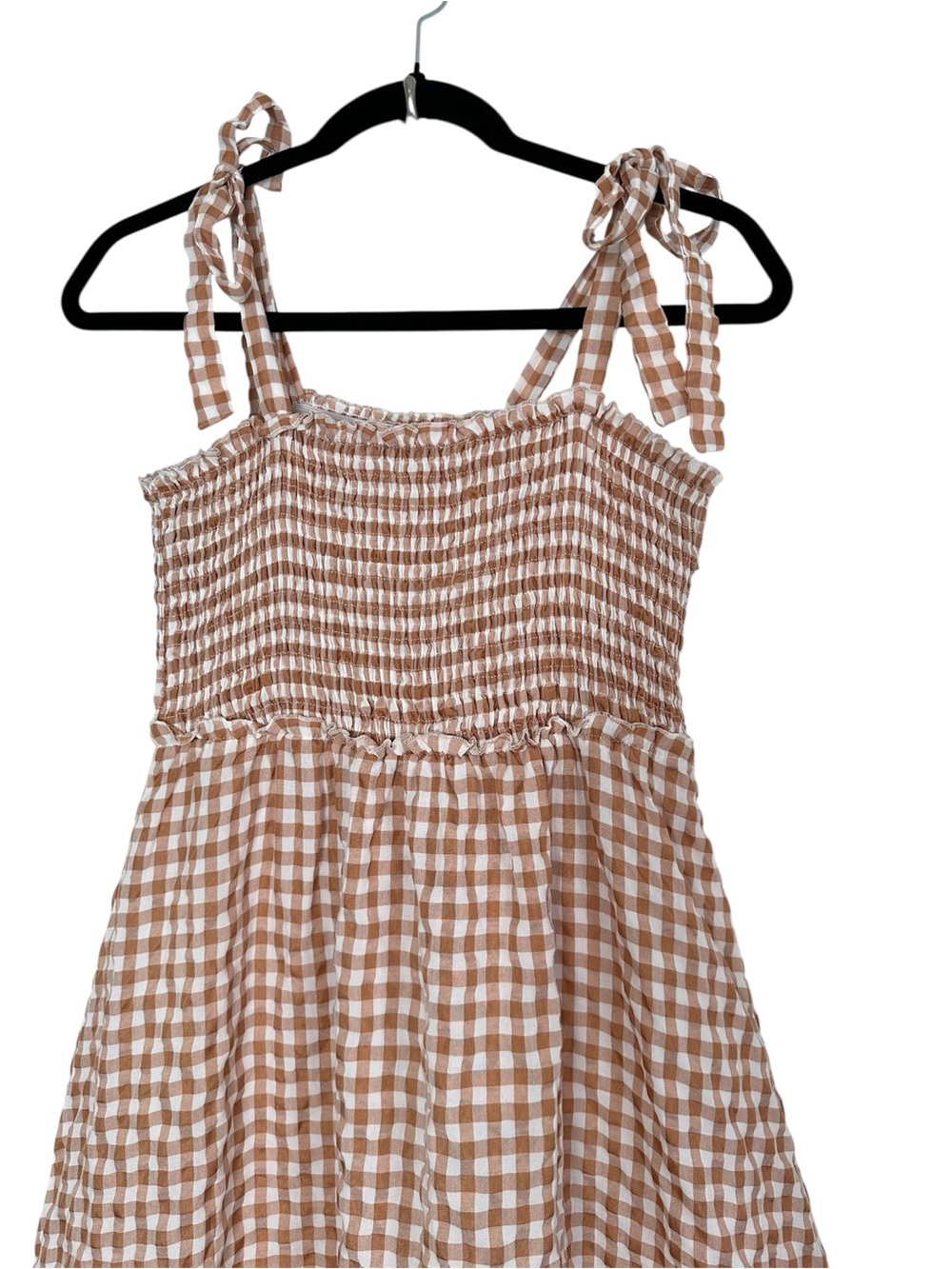 Boho Prairiecore Smocked Tiered Gingham Maxi Dress Countrycore Feminine Earthy - Picture 3 of 9